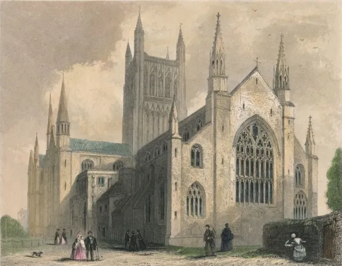 Framed Print : Worcester Cathedral, North West View, 1836. Artist: Henry Winkles Framed Print : Worcester Cathedral, North West View, 1836. Artist: Henry Winkles