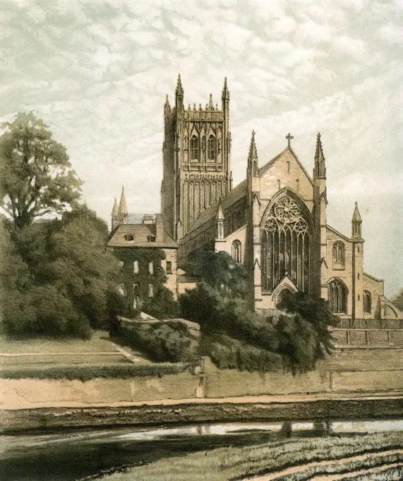 Framed Print : Worcester Cathedral, Worcestershire, c1870. Artist: Hanhart Framed Print : Worcester Cathedral, Worcestershire, c1870. Artist: Hanhart