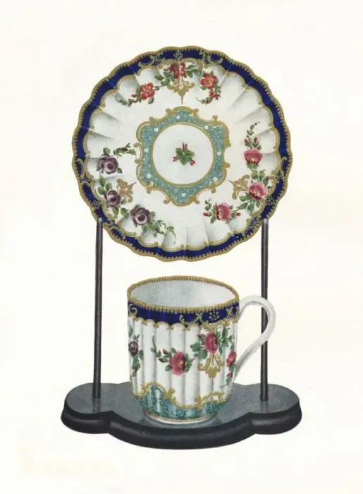 Framed Print : Worcester cup and saucer, c1770 Framed Print : Worcester cup and saucer, c1770