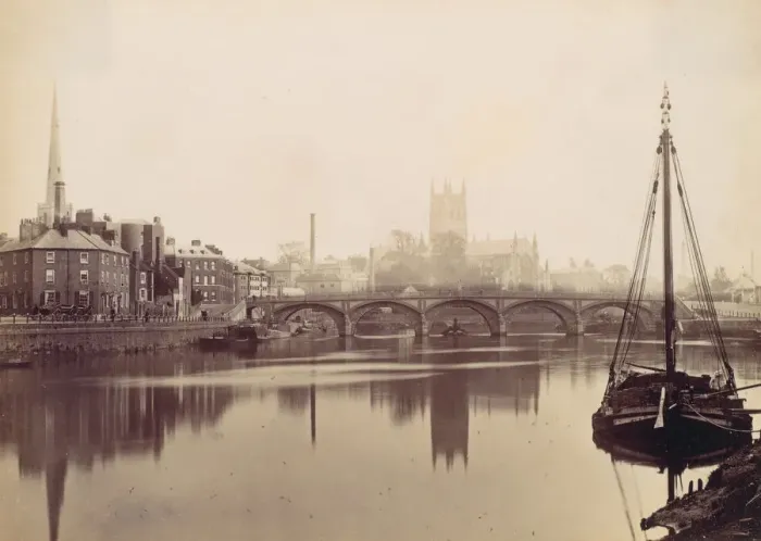Framed Print : Worcester. From the Severn, 1870s. Creator: Francis Bedford Framed Print : Worcester. From the Severn, 1870s. Creator: Francis Bedford