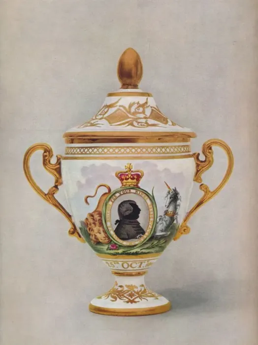 Framed Print : Worcester vase commemorating the Golden Jubilee of King George III, c1809 Framed Print : Worcester vase commemorating the Golden Jubilee of King George III, c1809