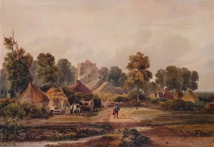 Framed Print : A Worcestershire Farm, c1848. Artist: David Cox the elder Framed Print : A Worcestershire Farm, c1848. Artist: David Cox the elder