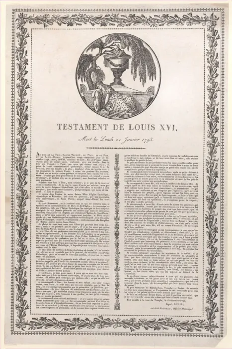 Framed Print : The last words of Louis XVI (Testament de Louis XVI), 1793-1800. 1793-1800. Creator: Anon Framed Print : The last words of Louis XVI (Testament de Louis XVI), 1793-1800. 1793-1800. Creator: Anon