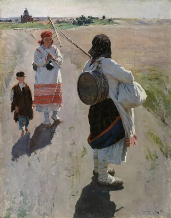 Framed Print : To the work, 1895. Artist: Vinogradov, Sergei Arsenyevich (1869-1938) Framed Print : To the work, 1895. Artist: Vinogradov, Sergei Arsenyevich (1869-1938)