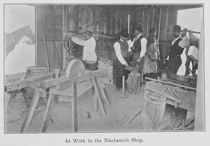Framed Print : At work in the Blacksmith Shop. 1903. Creator: Unknown Framed Print : At work in the Blacksmith Shop. 1903. Creator: Unknown
