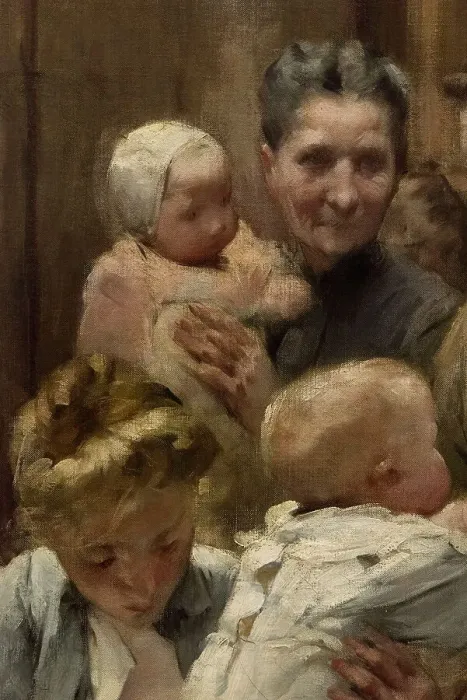 Framed Print : The work of a drop of milk at the Belleville Dispensary (triptych), 1903. Creator: Henry Jules Jean Geoffroy Framed Print : The work of a drop of milk at the Belleville Dispensary (triptych), 1903. Creator: Henry Jules Jean Geoffroy