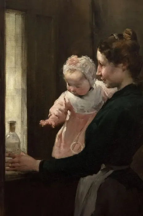 Framed Print : The work of a drop of milk at the Belleville Dispensary (triptych), 1903. Creator: Henry Jules Jean Geoffroy Framed Print : The work of a drop of milk at the Belleville Dispensary (triptych), 1903. Creator: Henry Jules Jean Geoffroy