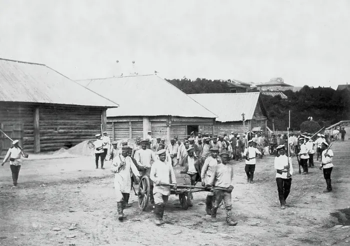 Framed Print : Work of Hard Labor Convicts, 1890. Creator: Ivan Nikolaevich Krasnov Framed Print : Work of Hard Labor Convicts, 1890. Creator: Ivan Nikolaevich Krasnov
