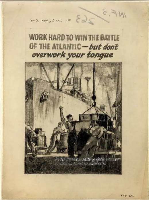 Framed Print : Work hard to win the battle of the Atlantic - but don't... WWII poster, between 1939 and 1946 Framed Print : Work hard to win the battle of the Atlantic - but don't... WWII poster, between 1939 and 1946