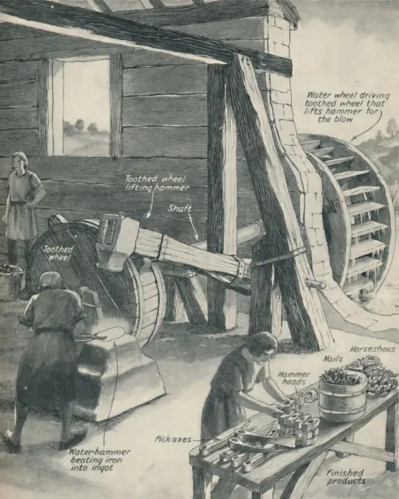 Framed Print : Work in an Iron Foundry and Smithy During The Period of the Middle Ages, c1934 Framed Print : Work in an Iron Foundry and Smithy During The Period of the Middle Ages, c1934