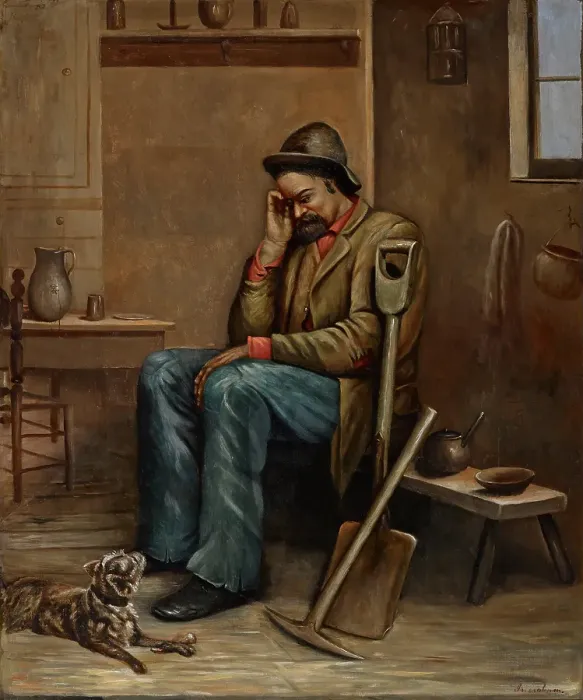 Framed Print : Out of Work, mid 19th-early 20th century.. Creator: Ellen M. Ingraham Framed Print : Out of Work, mid 19th-early 20th century.. Creator: Ellen M. Ingraham