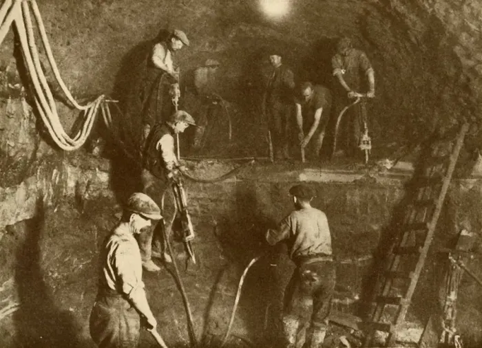 Framed Print : At Work on the New Mersey Tunnel, c1930. Creator: Unknown Framed Print : At Work on the New Mersey Tunnel, c1930. Creator: Unknown