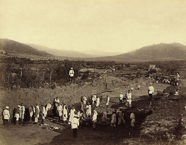 At Work in an Open-Pit Gold Mine, 1891. Creator: Aleksei Kuznetsov