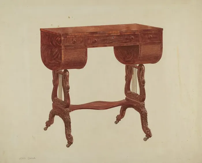 Framed Print : Work Table, c. 1939. Creator: John Dana Framed Print : Work Table, c. 1939. Creator: John Dana
