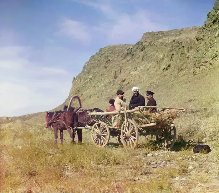 Framed Print : At work on the upper reaches of the Syr-Darya, Golodnaia Steppe, between 1905 and 1915. Creator: Sergey Mikhaylovich Prokudin-Gorsky Framed Print : At work on the upper reaches of the Syr-Darya, Golodnaia Steppe, between 1905 and 1915. Creator: Sergey Mikhaylovich Prokudin-Gorsky