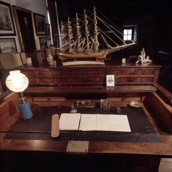 Framed Print : Workbench of D. Pio Baroja (1872-1956), Spanish novelist, preserved as he left before Framed Print : Workbench of D. Pio Baroja (1872-1956), Spanish novelist, preserved as he left before