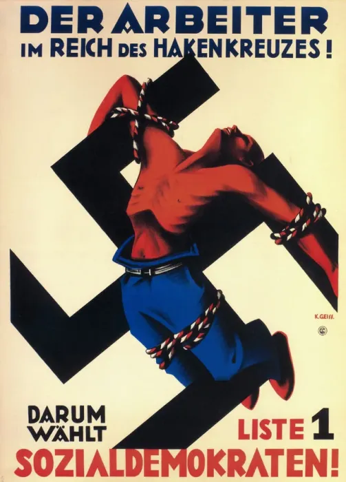 Framed Print : The worker under the swastika state! Therefore choose list 1, the Social Democrats!, 1932. Artist: Geiss, Karl (active 1924-1935) Framed Print : The worker under the swastika state! Therefore choose list 1, the Social Democrats!, 1932. Artist: Geiss, Karl (active 1924-1935)