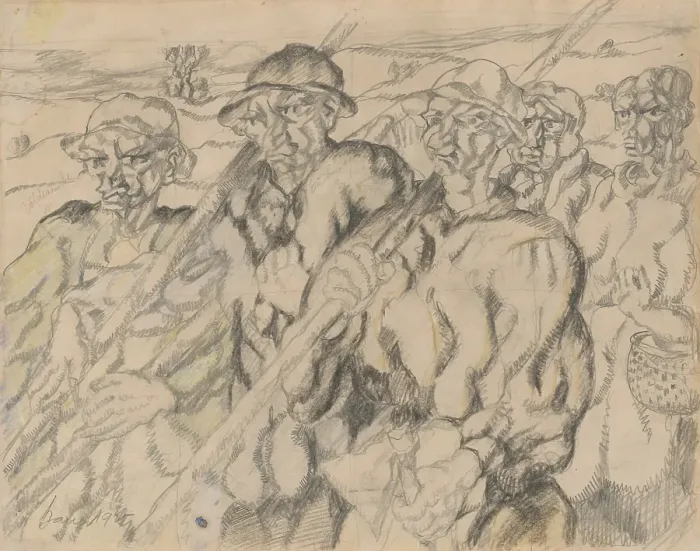 Framed Print : Workers, 1925. Creator: Konstantin Bauer Framed Print : Workers, 1925. Creator: Konstantin Bauer