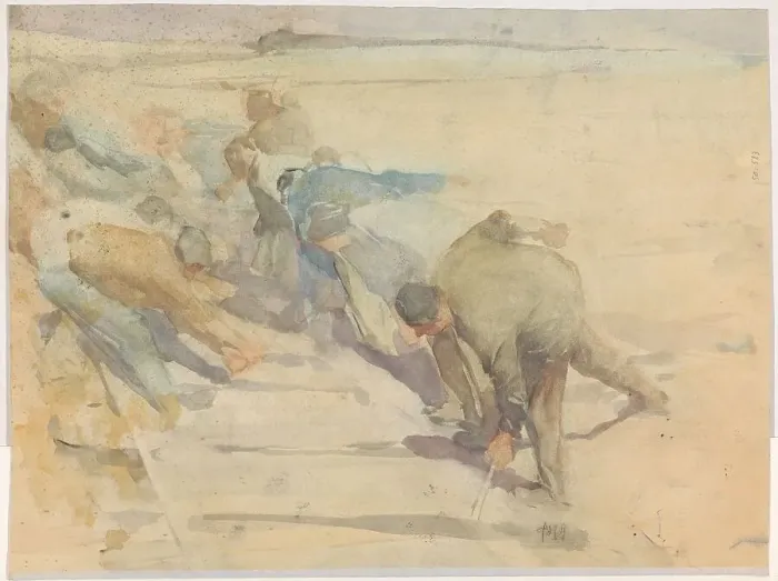 Framed Print : Workers breaking up rails, 1871-1906. Creator: Pieter de Josselin de Jong Framed Print : Workers breaking up rails, 1871-1906. Creator: Pieter de Josselin de Jong