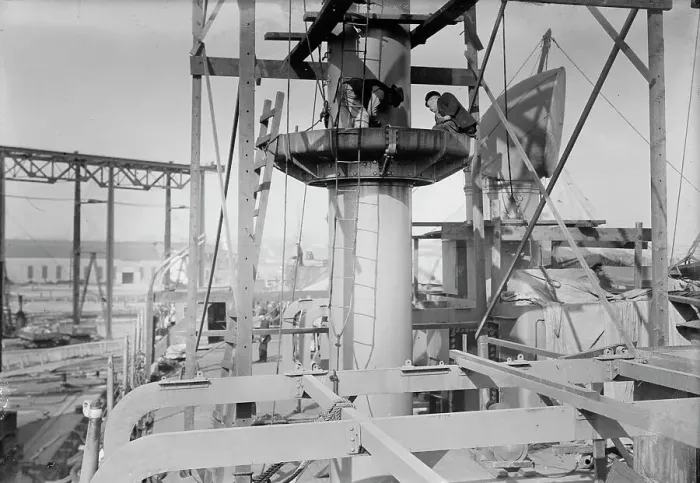 Framed Print : Working on the Florida, 1911. Creator: Bain News Service Framed Print : Working on the Florida, 1911. Creator: Bain News Service