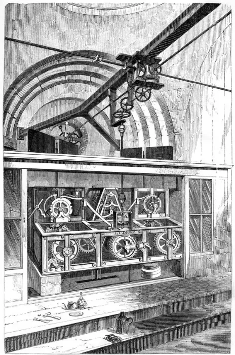 Framed Print : Working parts of the clock at the Royal Exchange, London, 1866 Framed Print : Working parts of the clock at the Royal Exchange, London, 1866