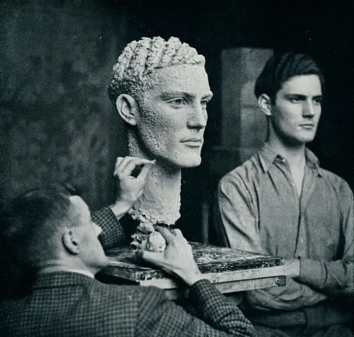 Framed Print : Working on a Portrait of Mr. Duncan Guthrie, c1935 Framed Print : Working on a Portrait of Mr. Duncan Guthrie, c1935