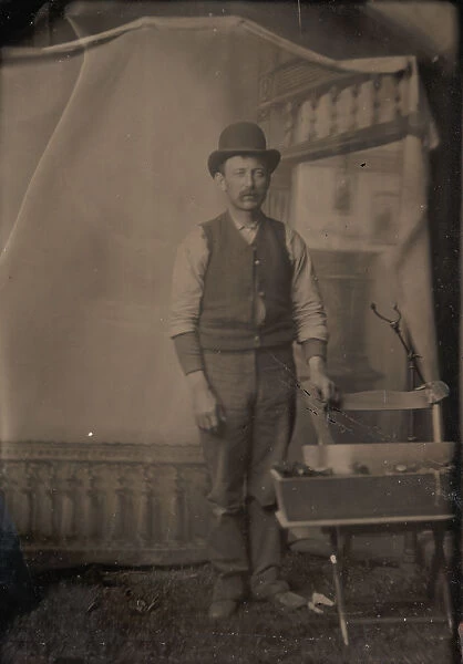 Workman with Tool Box, 1860s-70s. Creator: Unknown
