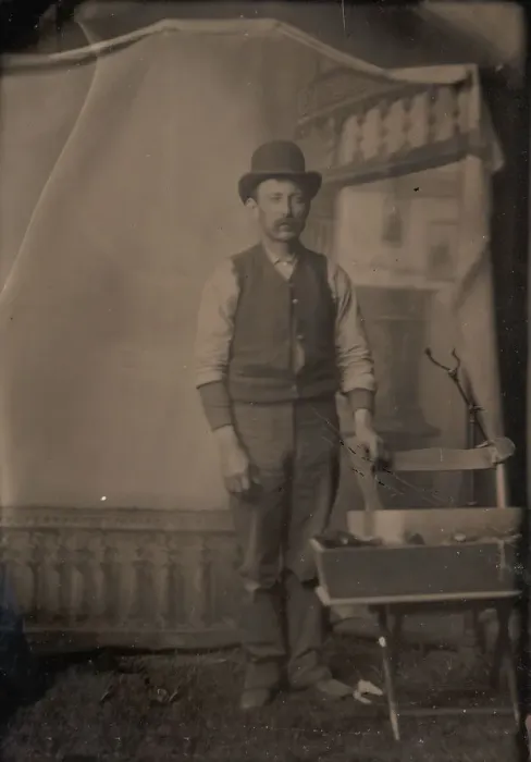 Framed Print : Workman with Tool Box, 1860s-70s. Creator: Unknown Framed Print : Workman with Tool Box, 1860s-70s. Creator: Unknown