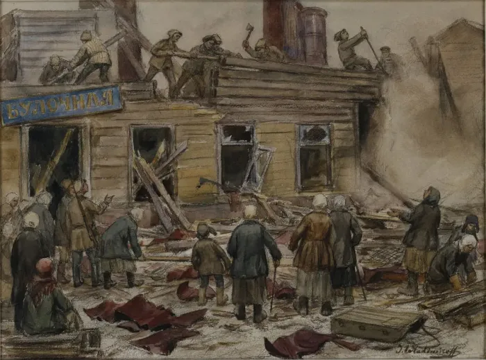 Framed Print : Workmen demolishing wooden houses for fuel, 1920 Framed Print : Workmen demolishing wooden houses for fuel, 1920