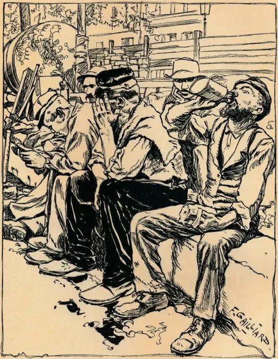 Framed Print : Workmen at Dinner, c1900. Artist: Franz Gailliard Framed Print : Workmen at Dinner, c1900. Artist: Franz Gailliard