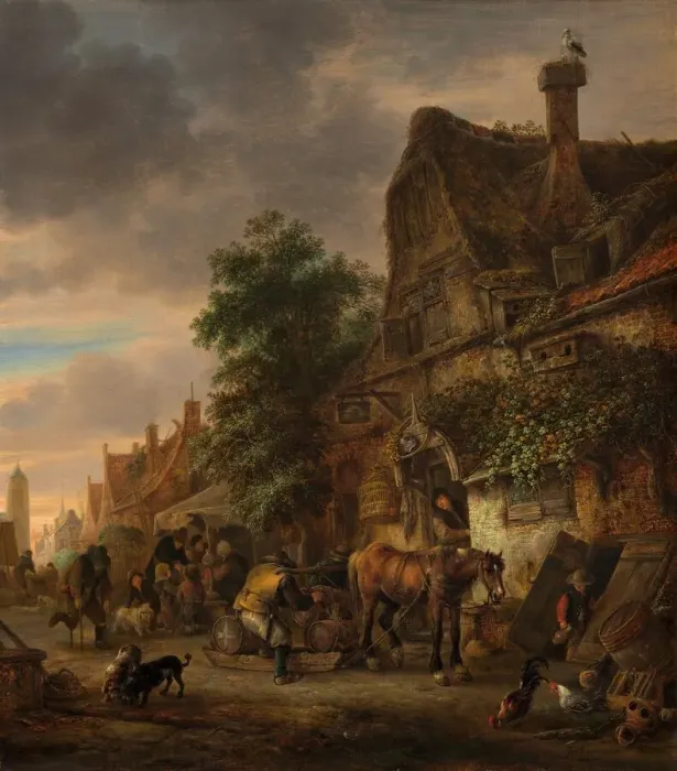 Framed Print : Workmen before an Inn, 1645. Creator: Isaac van Ostade Framed Print : Workmen before an Inn, 1645. Creator: Isaac van Ostade