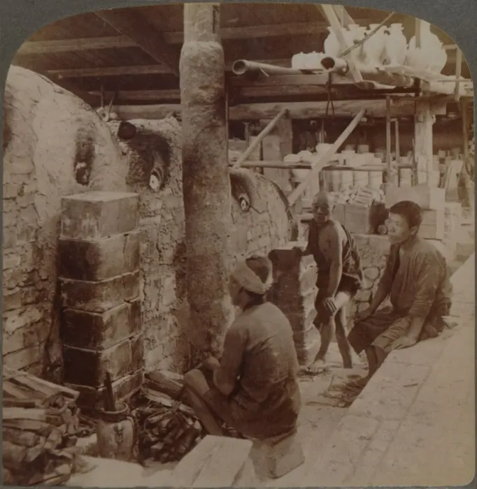 Framed Print : Workmen watching kilns of precious Awata porcelain, in Kinkosan works, Kyoto, Japan, 1904 Framed Print : Workmen watching kilns of precious Awata porcelain, in Kinkosan works, Kyoto, Japan, 1904