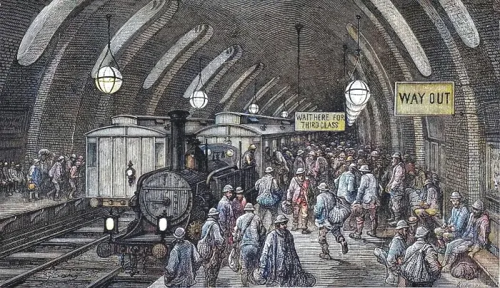 Framed Print : The Workmen's Train, 1872. Creator: Gustave Dore. The Workmen's Train, 1872. Creator: Gustave Dore Framed Print : The Workmen's Train, 1872. Creator: Gustave Dore. The Workmen's Train, 1872. Creator: Gustave Dore