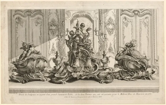 Framed Print : Works of Juste-Aurele Meissonier: Silver Sculptural Project for a Large Centerpiece Framed Print : Works of Juste-Aurele Meissonier: Silver Sculptural Project for a Large Centerpiece