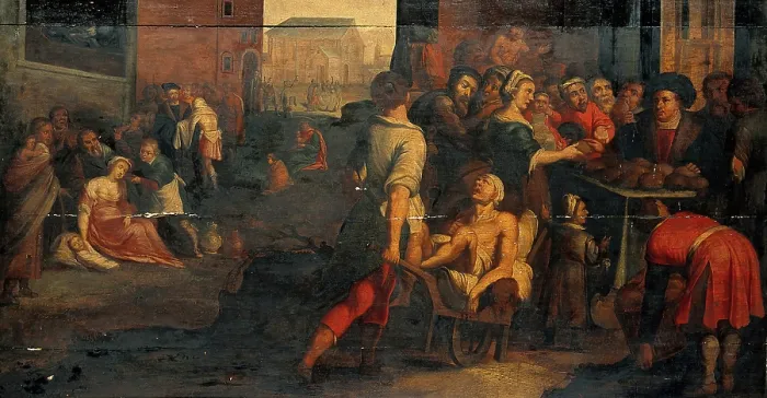Framed Print : Works of mercy. Creator: Francken, Frans, 1581-1642 (Associated with) Framed Print : Works of mercy. Creator: Francken, Frans, 1581-1642 (Associated with)