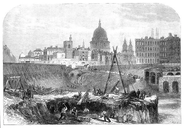 The works of the Metropolitan extension railway in Smithfield, 1864. Creator: Mason Jackson