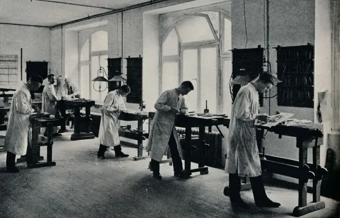 Framed Print : Workshop of the Arts and Crafts technical school, Flensburg, Germany. c1908 Framed Print : Workshop of the Arts and Crafts technical school, Flensburg, Germany. c1908