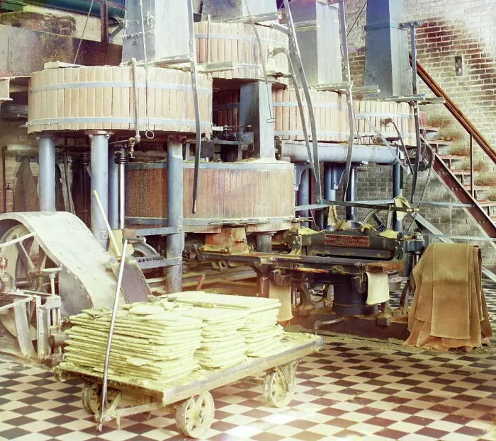 Framed Print : Workshop for extracting cotton oil, Murgab Estate, Bairam-Ali, between 1905 and 1915. Creator: Sergey Mikhaylovich Prokudin-Gorsky Framed Print : Workshop for extracting cotton oil, Murgab Estate, Bairam-Ali, between 1905 and 1915. Creator: Sergey Mikhaylovich Prokudin-Gorsky