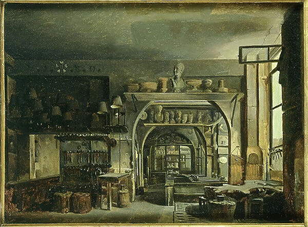Workshop of the goldsmith Odiot (1763-1850), rue Saint-Honore, c1822. Creator: Francois Desmoulins