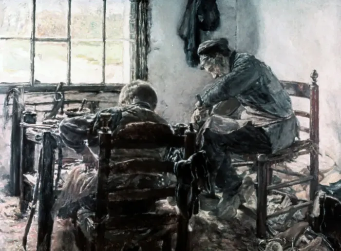 Framed Print : Workshop of the Shoe Maker, 1881. Artist: Max Lieberman Framed Print : Workshop of the Shoe Maker, 1881. Artist: Max Lieberman