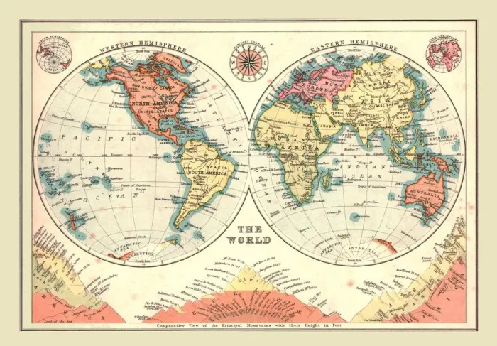 Framed Print : The World in Hemispheres, 1902. Creator: Unknown Framed Print : The World in Hemispheres, 1902. Creator: Unknown