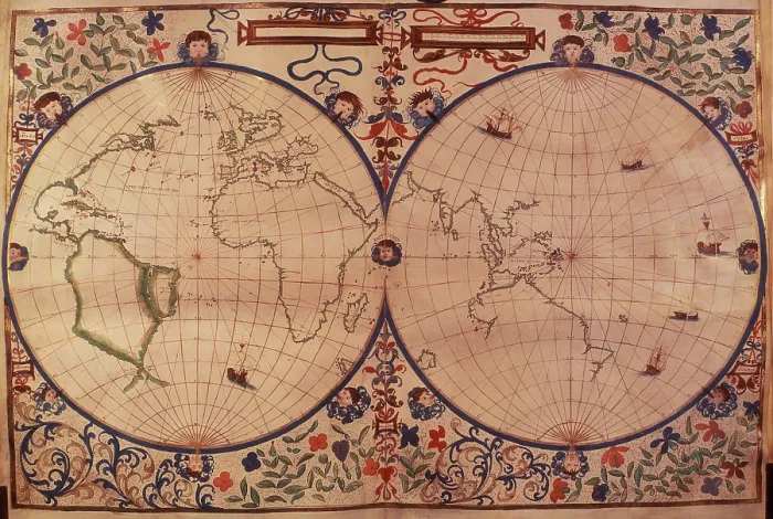 Framed Print : World Map, 1542. Creator: John Rotz Framed Print : World Map, 1542. Creator: John Rotz