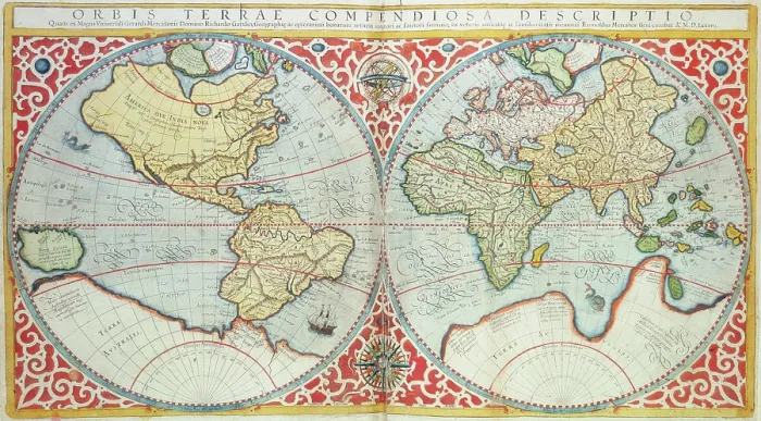 Framed Print : World Map, 1587. Creator: Gerardus Mercator Framed Print : World Map, 1587. Creator: Gerardus Mercator