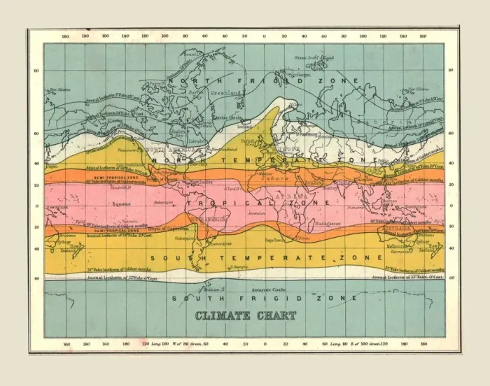 Framed Print : World Map Climate Chart, 1902. Creator: Unknown Framed Print : World Map Climate Chart, 1902. Creator: Unknown