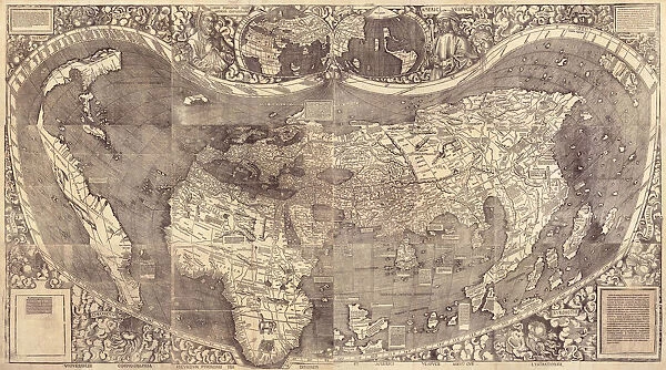 World map Universalis Cosmographia, 1507. Artist: Waldseemuller, Martin (ca 1472-1520)
