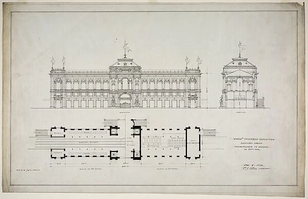 Worlds Colombian Exposition 60th Street Entrance, Chicago, Illinois, Plan and Elevation