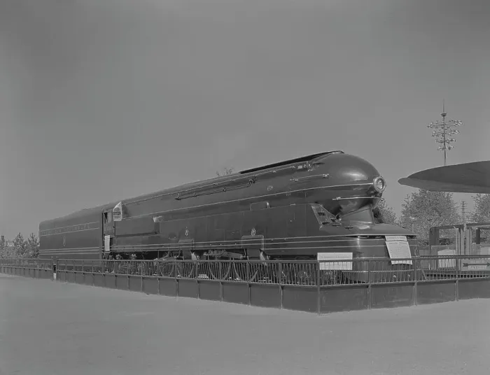 Framed Print : World's Fair, railroad exhibit locomotives, 1939. Creator: Gottscho-Schleisner, Inc Framed Print : World's Fair, railroad exhibit locomotives, 1939. Creator: Gottscho-Schleisner, Inc