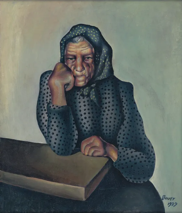 Framed Print : Worry (Old Woman Leaning on Arm), 1927. Creator: Konstantin Bauer Framed Print : Worry (Old Woman Leaning on Arm), 1927. Creator: Konstantin Bauer