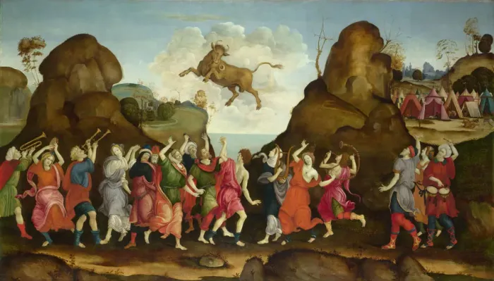 Framed Print : The Worship of the Egyptian Bull God, Apis, c. 1500. Artist: Lippi, Filippino, (School) Framed Print : The Worship of the Egyptian Bull God, Apis, c. 1500. Artist: Lippi, Filippino, (School)