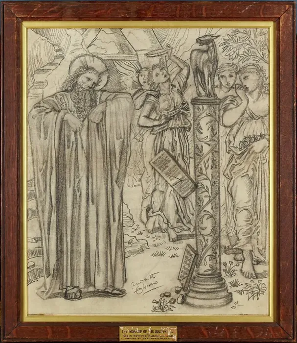 Framed Print : The Worship of the Golden Calf, 1866. Creator: Sir Edward Coley Burne-Jones Framed Print : The Worship of the Golden Calf, 1866. Creator: Sir Edward Coley Burne-Jones